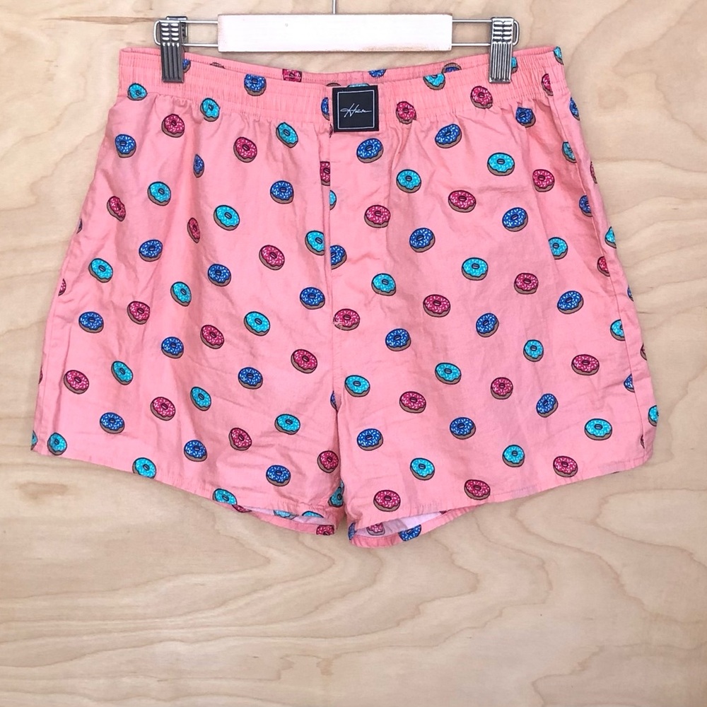 Hollister Pink Donut-Print Boxer Shorts Elastic Waist Cotton Mens Small